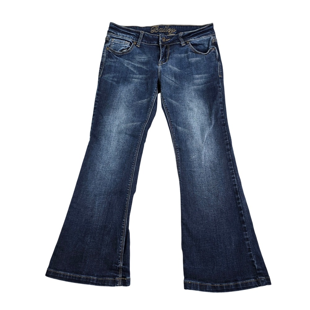dELiA*s Bailey Flare Jeans Women 7/8P Blue‎ Low Rise Stretch Petite Denim Y2K